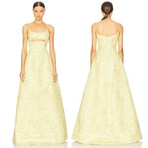 Sau Lee Marie Gown Floral Maxi Jacquard Formal Whimsical Party Prom Fairy Sz 2